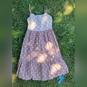 BNWT cupshe colorblocked polka dot Tie Back Flounce dress coffee brown XS
